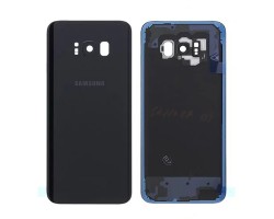 Akkufedél  Samsung Galaxy S8 Plus (SM-G955) hátlap + kamera plexi fekete ragasztóval